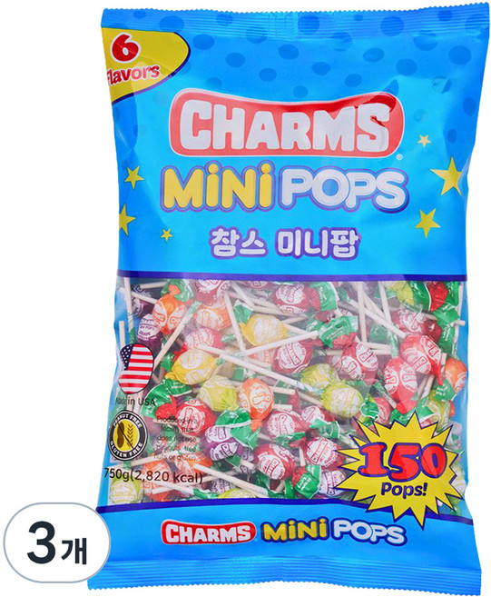 Tootsie Roll CHARMS 迷你棒棒糖, 750g, 3個