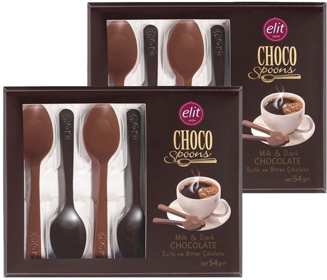 elit 伊莉特 牛奶&黑湯匙巧克力, 54g, 2盒