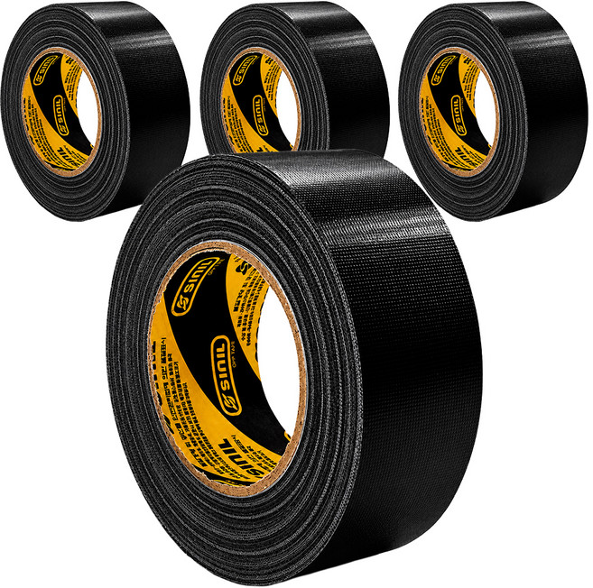 Sinil Tape 超強力棉質膠帶 48mm x 25m, 黑色, 4個