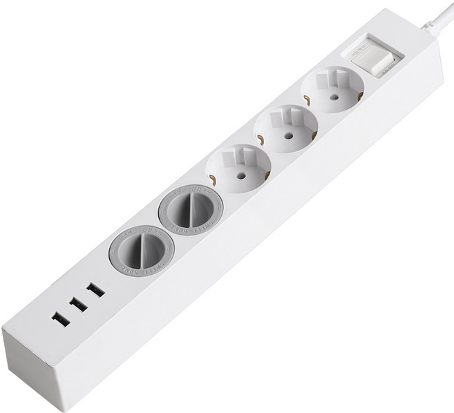 스윗홈 국산 멀티탭 USB 3포트 과부하차단 5구 + 안전커버 2p 세트, 1.5m, 혼합색상, 1개