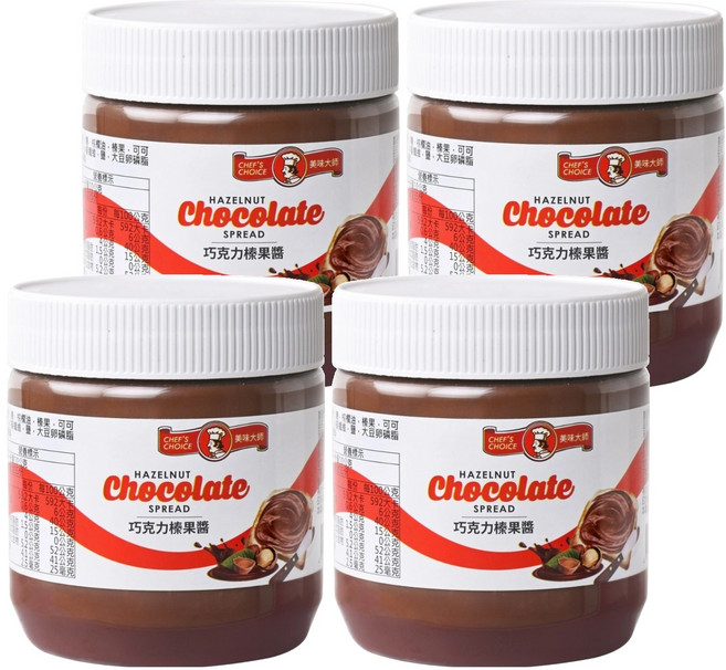 CHEF'S CHOICE 美味大師 巧克力榛果醬, 350g, 4罐