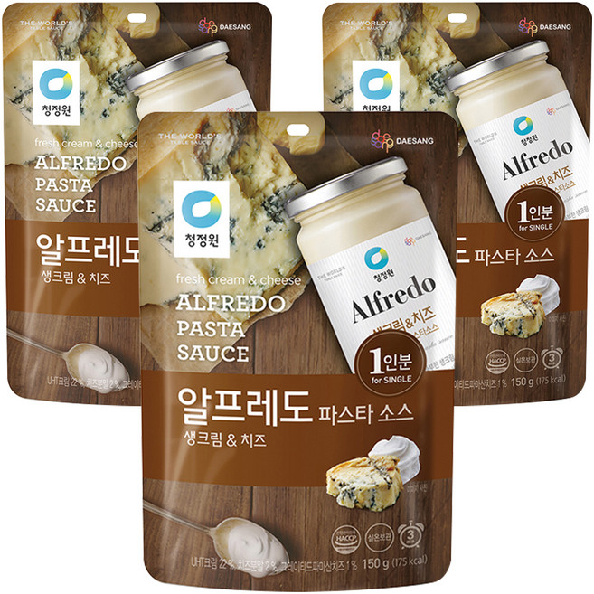 청정원 알프레도 파스타소스 생크림 앤 치즈, 150g, 3개