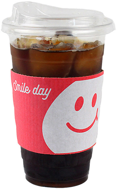아이엔피 PET 아이스컵 92mm 420ml 바디 + 드링킹리드 + 스마일 핑크 홀더 세트, 25세트