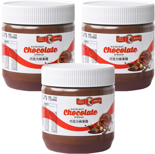 CHEF'S CHOICE 美味大師 巧克力榛果醬, 350g, 3罐
