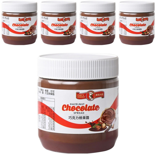 CHEF'S CHOICE 美味大師 巧克力榛果醬, 350g, 5罐