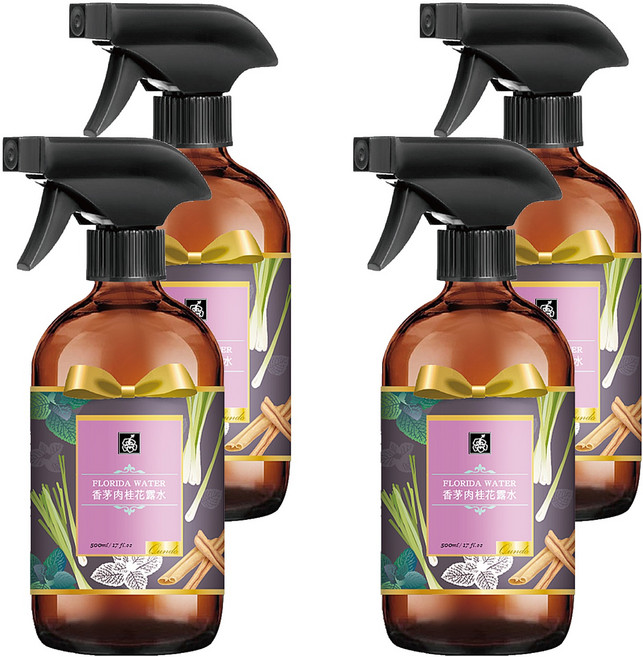 QUNDO 康朵 百年經典花露水 香茅肉桂, 500ml, 4瓶