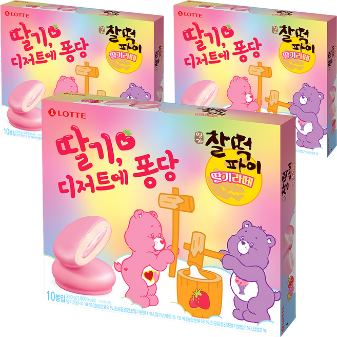 명가 찰떡파이 딸기라떼, 3개, 250g