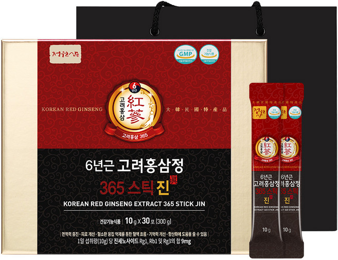 정원삼 6년근 고려홍삼정 365스틱 진 + 쇼핑백, 300g, 1개