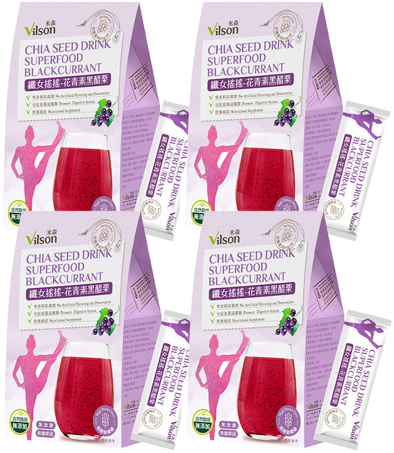 Vilson 米森 纖女搖搖 花青素黑醋栗 10包入 無添加 方便攜帶, 80g, 4盒