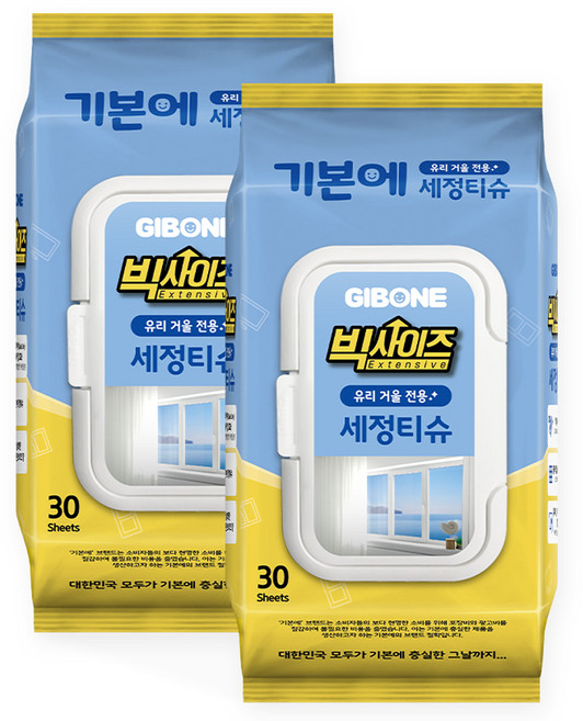 기본에 빅사이즈 유리 거울 전용 세정티슈, 2개