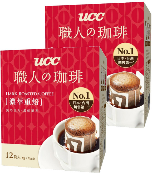 ucc 職人的珈琲 濃萃重焙濾掛式咖啡, 8g, 12包, 2盒