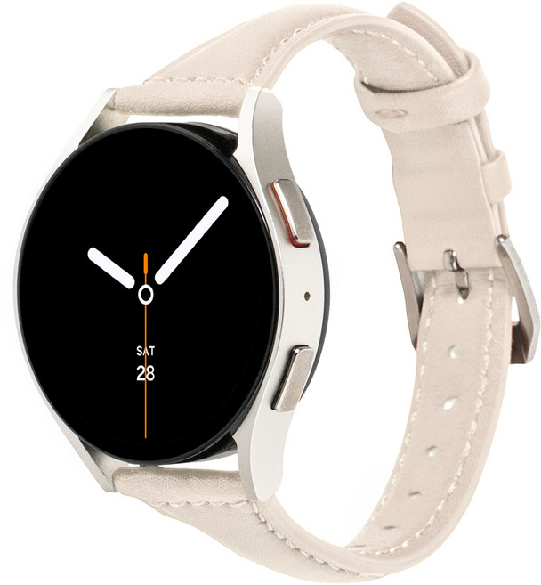 누아트 갤럭시워치 호환 미니멀 슬림 가죽 스트랩 일자형, 아이보리, 1개