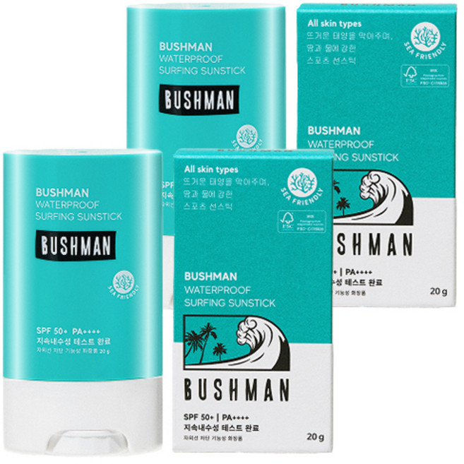 부쉬맨 워터프루프 서핑 선스틱 SPF50+ PA++++, 20g, 2개
