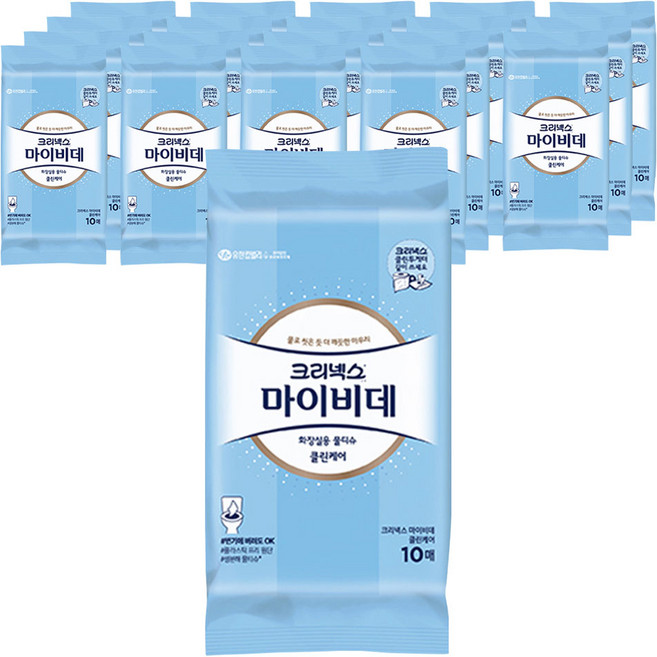 마이비데 클린케어 화장실용 비데물티슈 휴대형, 120g, 10개입, 20개