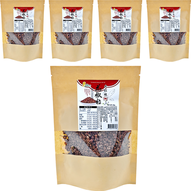 超賀 大紅袍 花椒粒 色澤鮮豔 香氣濃郁 適合滷湯 醃製食品和燉肉, 60g, 5包