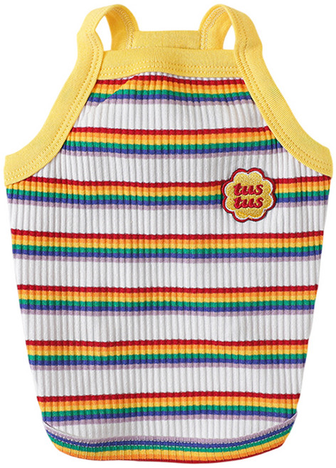 투스투스 강아지 캔디 줄무늬 나시 티셔츠, 멀티, 1개