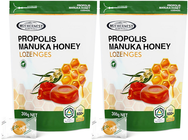 마더네스트 프로폴리스 마누카 허니 MGO600 플러스 로젠지스 캔디, 300g, 2개