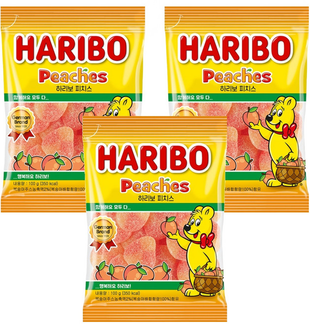하리보 피치스 젤리, 100g, 3개