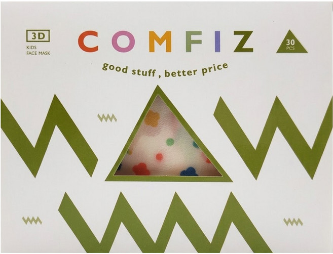 COMFIZ 康菲 大童3D立體醫療口罩 13 x 10cm 適齡7~12歲, 30片, 1盒, 花花草草