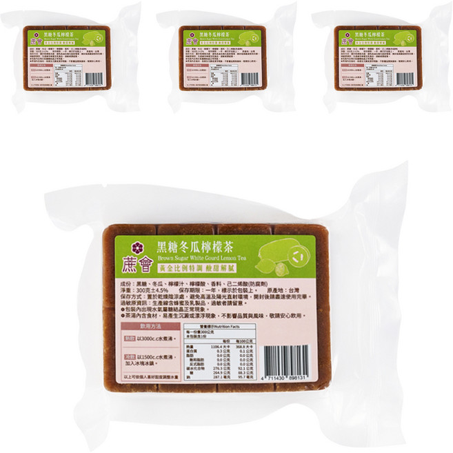 蔗會 黑糖冬瓜檸檬茶, 300g, 4個, 1個裝