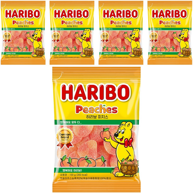 HARIBO 水蜜桃軟糖, 5包, 100g