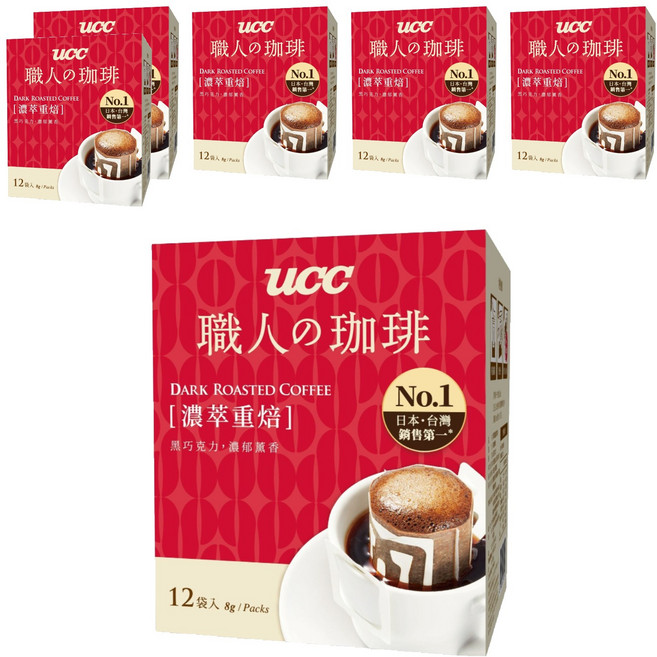 ucc 職人的珈琲 濃萃重焙濾掛式咖啡, 8g, 12包, 6盒