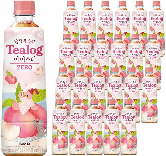 티로그 납작복숭아 아이스티 홍차 제로, 500ml, 24개