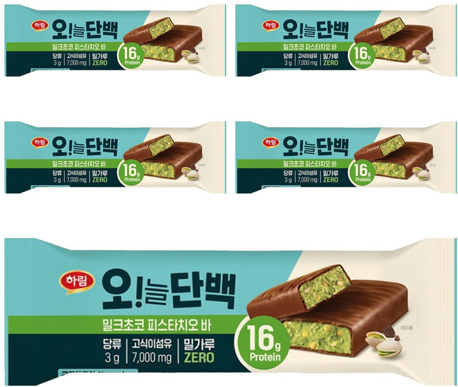 Harim 喔!今日蛋白牛奶巧克力棒 開心果口味, 48g, 5條