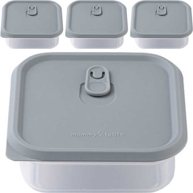 마미스테이블 멀티볼 푸드그레이드 실리콘 밀폐용기 S 350ml, 라이트그레이, 4개