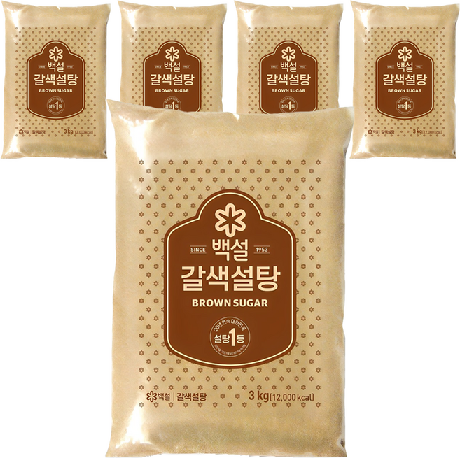 백설 갈색설탕, 3kg, 5개