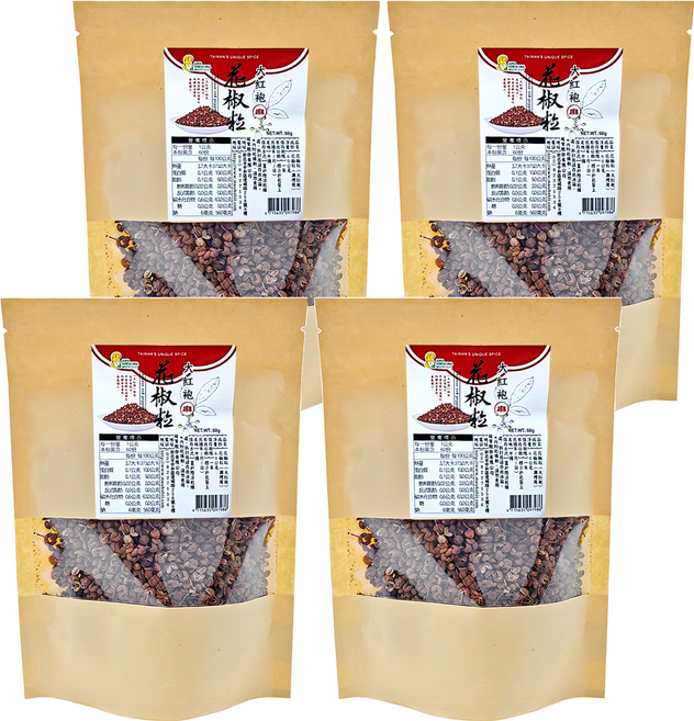 超賀 大紅袍 花椒粒 色澤鮮豔 香氣濃郁 適合滷湯 醃製食品和燉肉, 60g, 4包