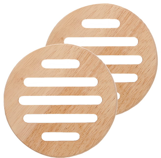 ACACIA HOME 木製圓形隔熱墊 16*2cm, 木頭色, 2個