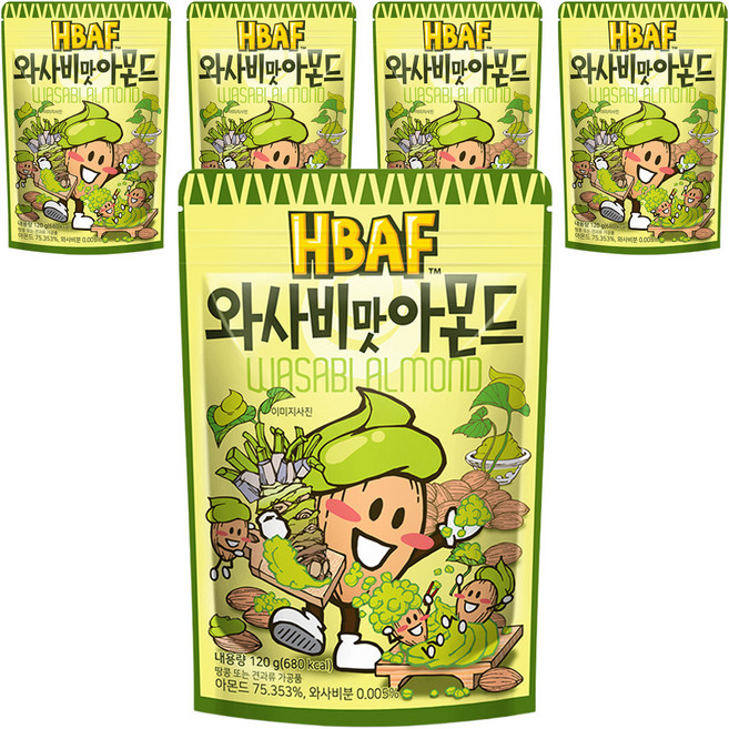 바프 와사비맛 아몬드, 120g, 5개