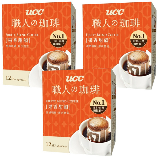ucc 職人的珈琲 果香甜韻濾掛式咖啡, 8g, 12包, 3盒