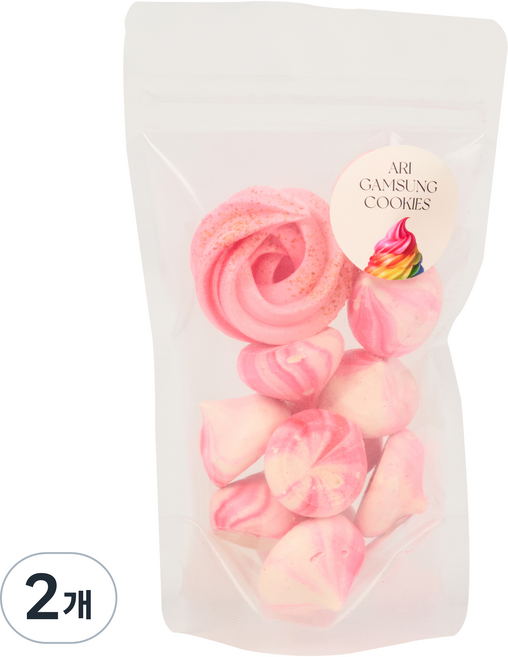 아리감성 포켓형 딸기 머랭쿠키, 2개, 14g