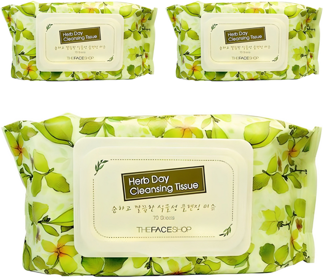 더페이스샵 허브데이 클렌징 티슈, 70매입, 3개