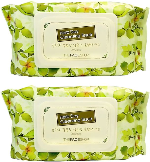 더페이스샵 허브데이 클렌징 티슈, 70매입, 2개