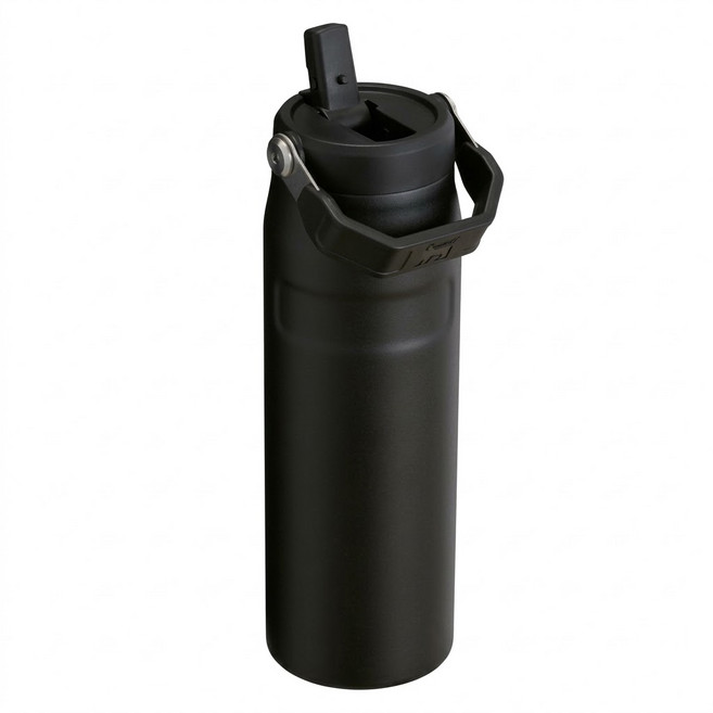 STANLEY 台灣公司貨 輕重力系列 IceFlow Aerolight摺疊吸管杯 381g 食品級不鏽鋼 不含BPA, 消光黑, 700ml, 1個