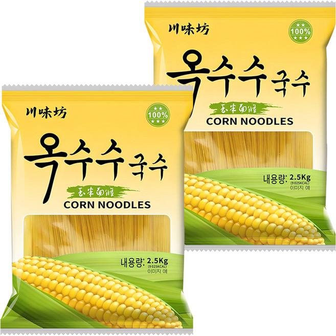 천미방 옥수수 국수, 2.5kg, 2개