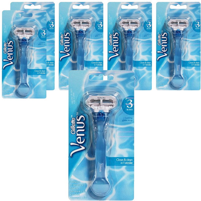 질레트 비너스 블루 면도기 여성용면도기, 1개입, 6개
