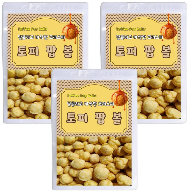 달콤하고 바삭한 크리스피 토피 팝 볼, 200g, 3개