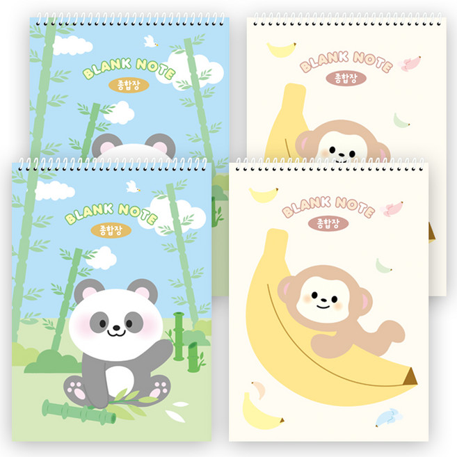 탐사 소프트 캐릭터 종합장 50매, 혼합색상, 4개