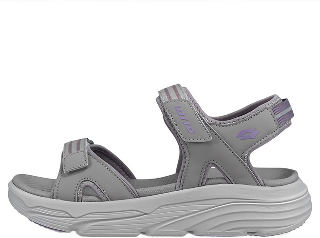 LOTTO 樂得 女款美型織帶涼鞋 LT5AWS9418 240mm 舒適好穿, 淺灰/紫色