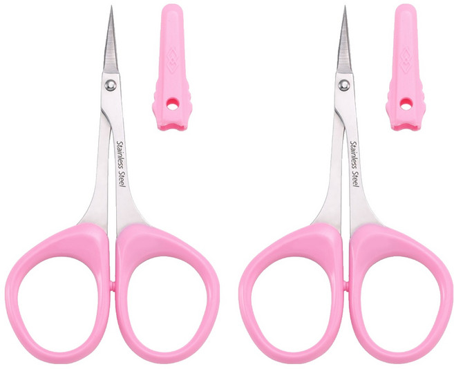 Sunland HAJIME 美容美甲小剪彎刀 420不鏽鋼 ABS合成樹脂 適用於修剪死皮 倒刺 厚繭 眉毛 縫紉繡花, 2支