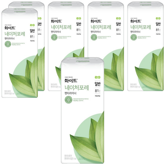 화이트 네이처포레 팬티라이너, 일반, 81개입, 6개