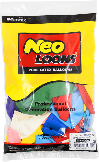 네오룬스 30cm 라운드풍선 50p, 스탠다드혼합, 1개
