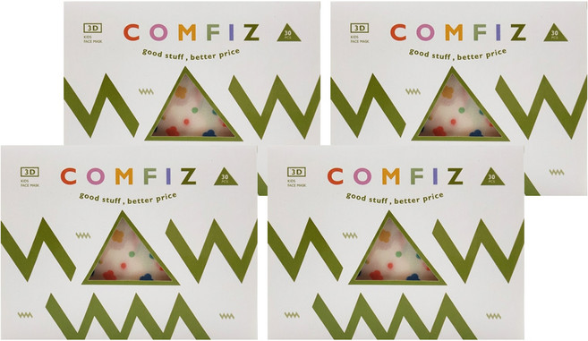 COMFIZ 康菲 大童3D立體醫療口罩 13 x 10cm 適齡7~12歲, 30片, 4盒, 花花草草
