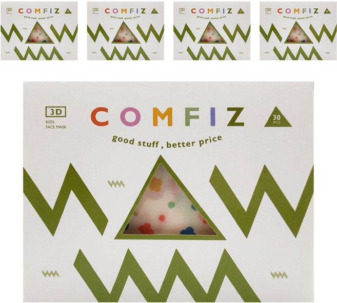 COMFIZ 康菲 大童3D立體醫療口罩 13 x 10cm 適齡7~12歲, 30片, 5盒, 花花草草