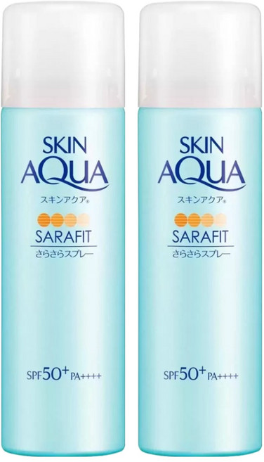SKIN AQuA 水潤肌 台灣公司貨 瞬間清爽防曬噴霧 SPF50+ PA++++ 無香料, 50g, 2瓶