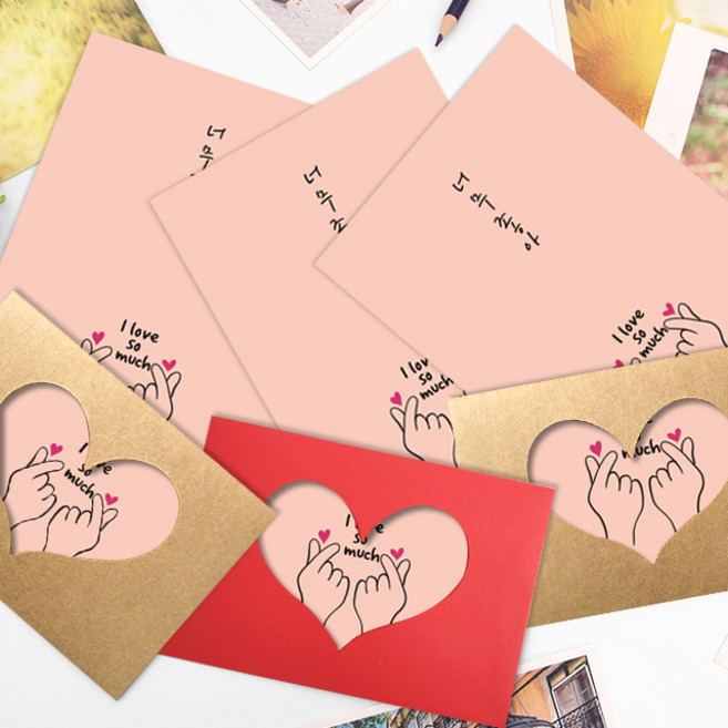 투영디자인 손하트 편지지 8p + 봉투 4p 세트, 너무좋아 + 랜덤 발송, 1개